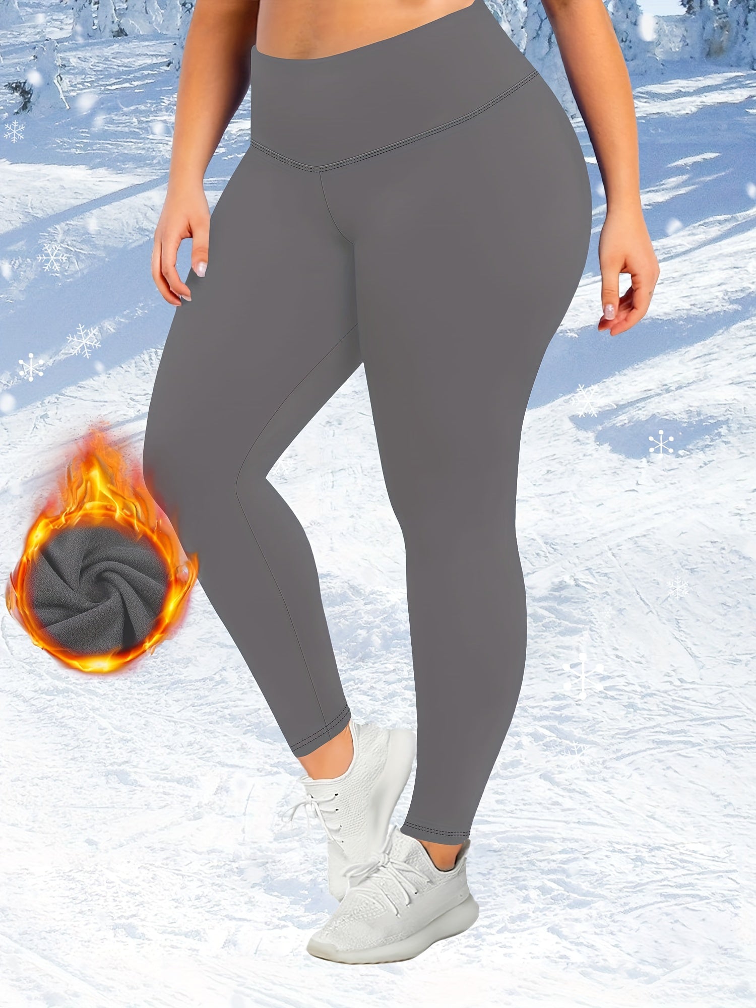 Women's Plus Size Fleece-Lined High-Waist Leggings Warm and Comfortable