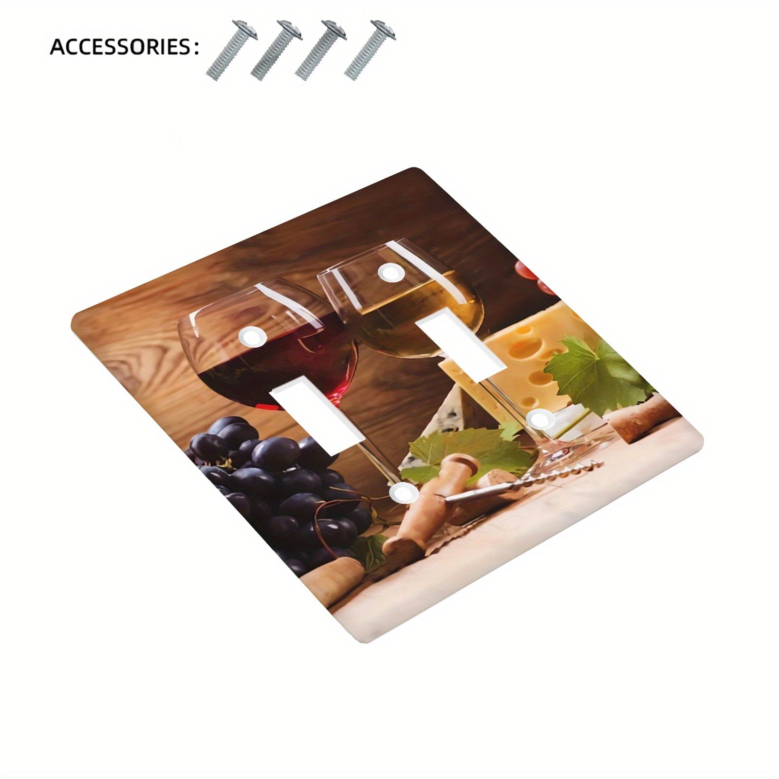 Wine and Cheese Light Switch Cover for Bathroom and Bedroom Easy Installation Battery-Free