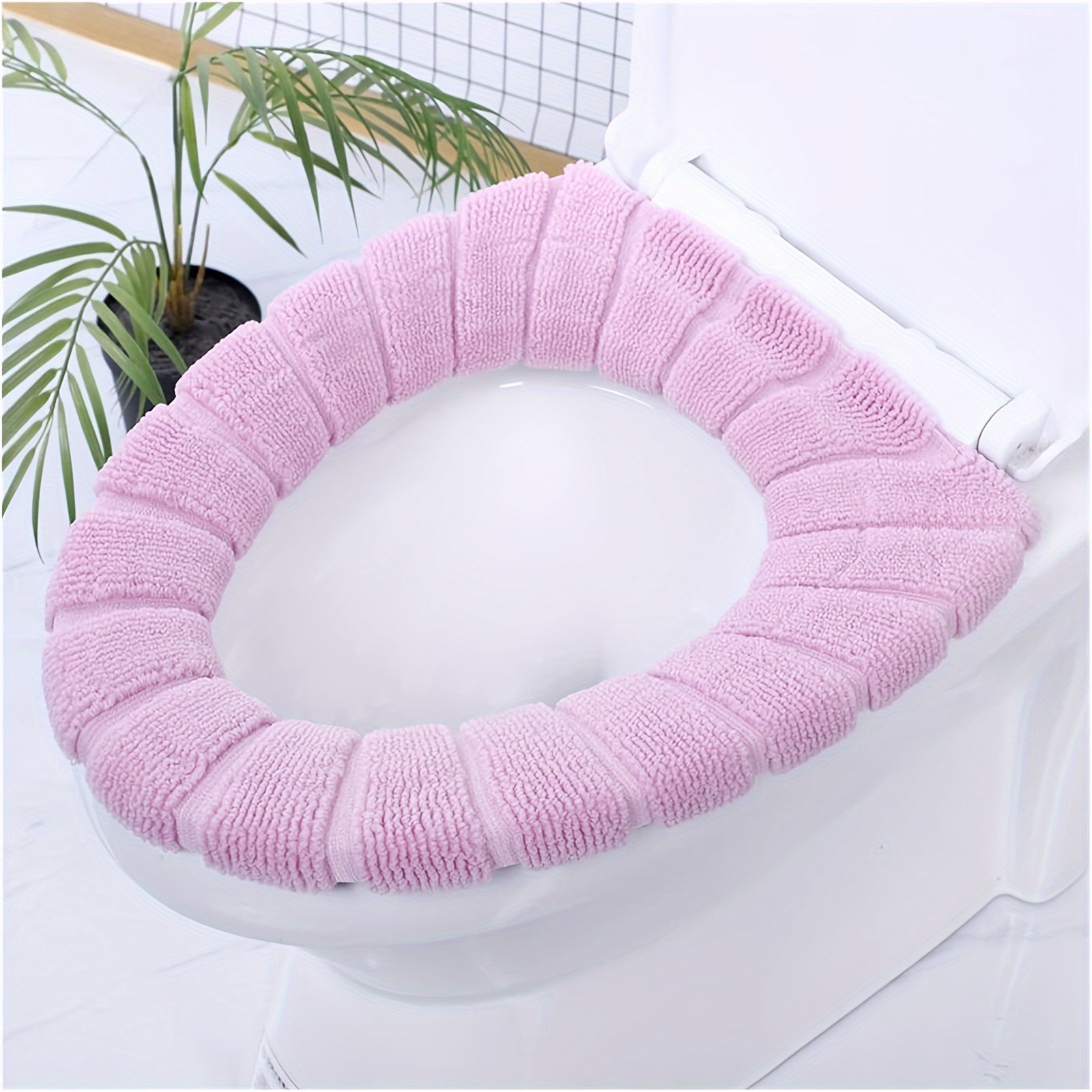 Unisex Plush Warm Toilet Seat Cover Adjustable Soft Machine Washable