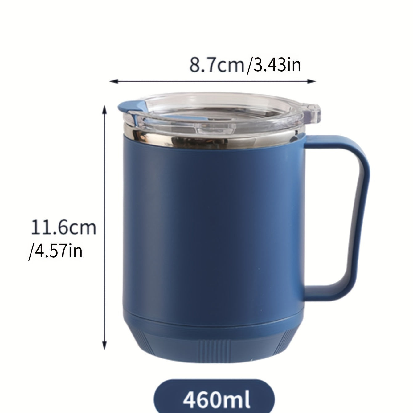 Taza de café de acero inoxidable de 15.6oz con tapa para uso en casa y oficina