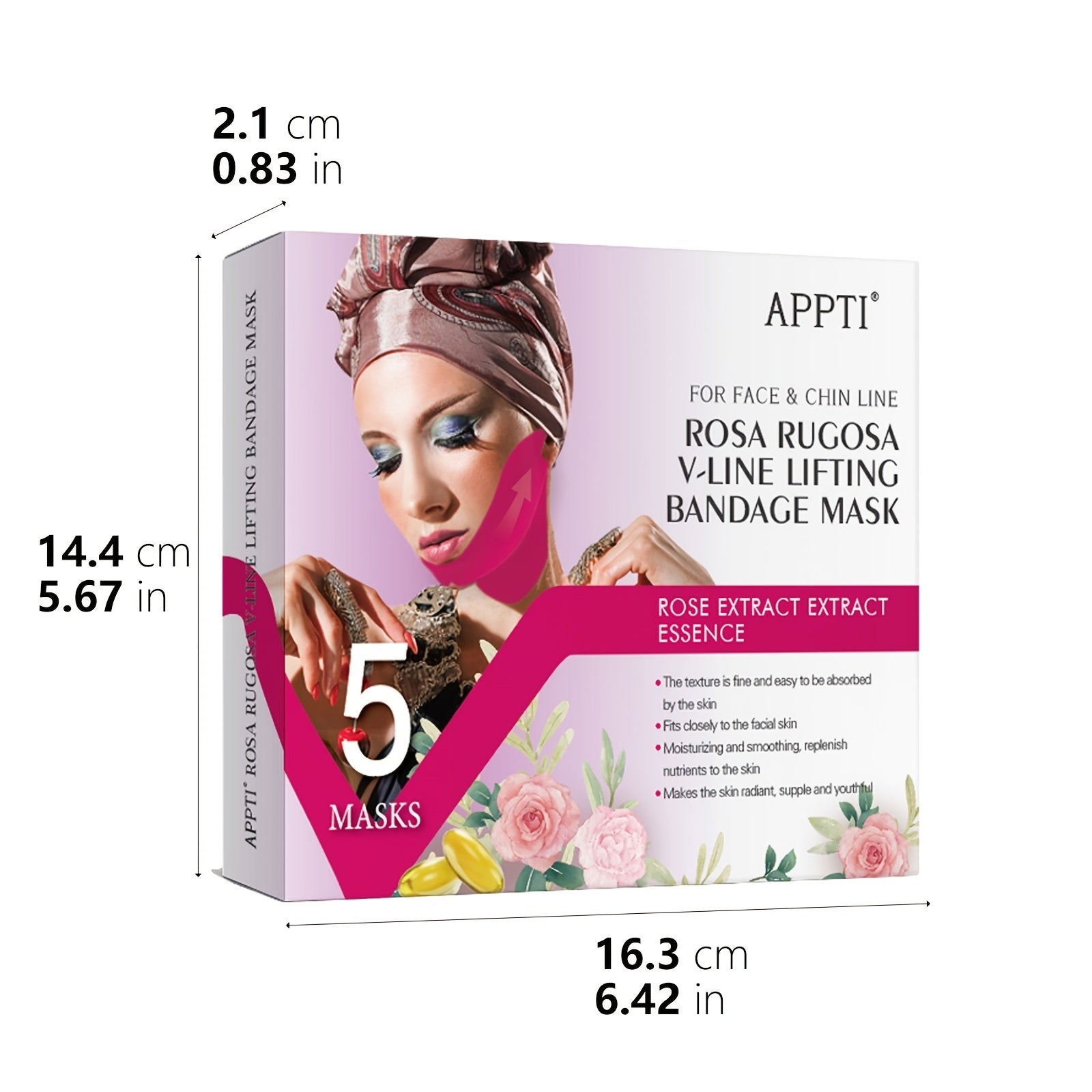 Women Men Rose Rugosa V-Line Lifting Bandage Mask for Double Chin & Jawline Contouring