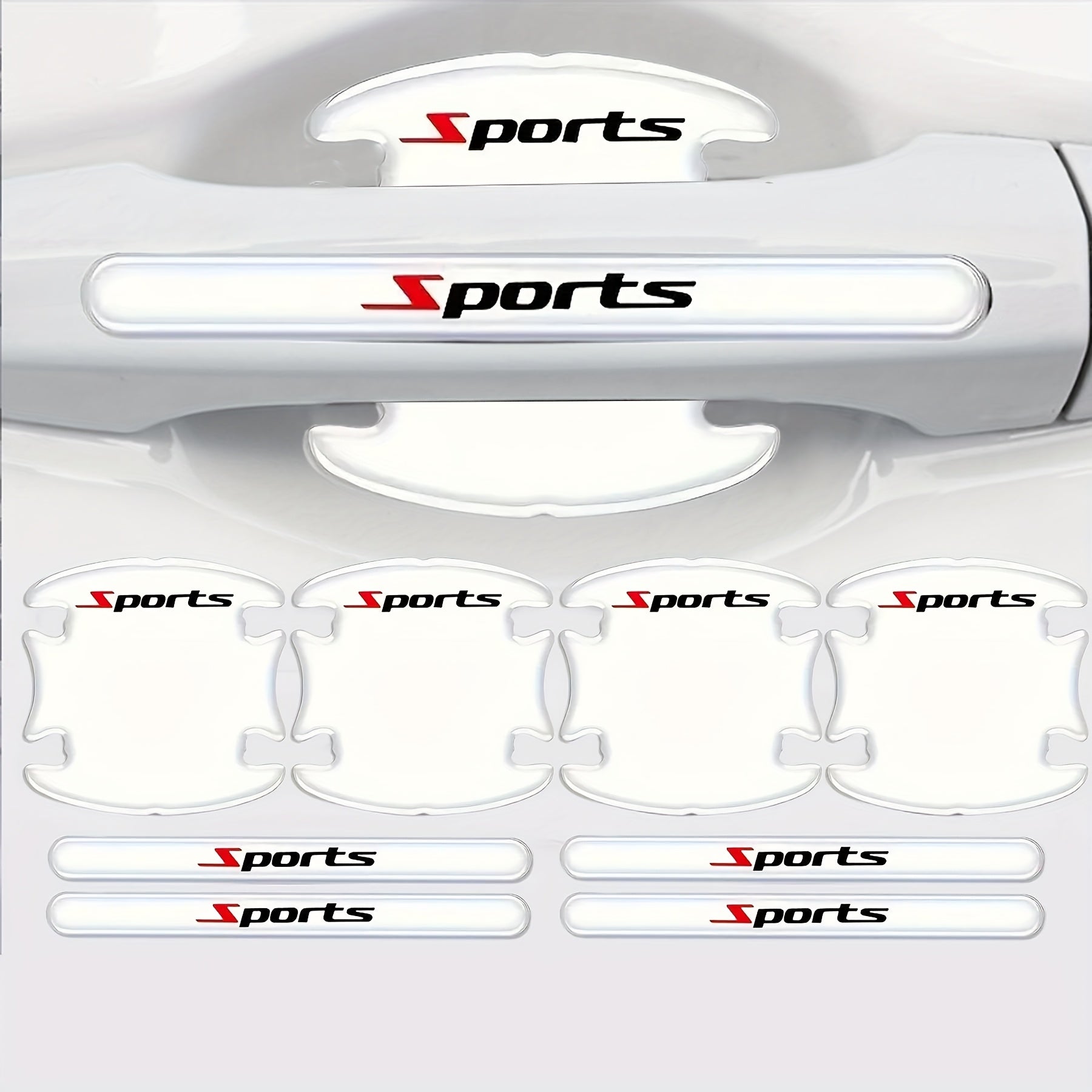 8pcs Car Door Handle Protector Set Durable ABS Anti-Scratch Stickers