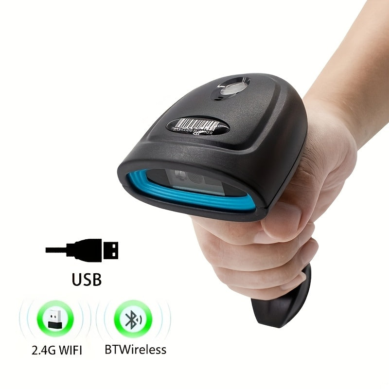 Ручной 2D-сканер штрих-кодов с USB-кабелем и беспроводным Bluetooth для розничных магазинов, складов и платежей