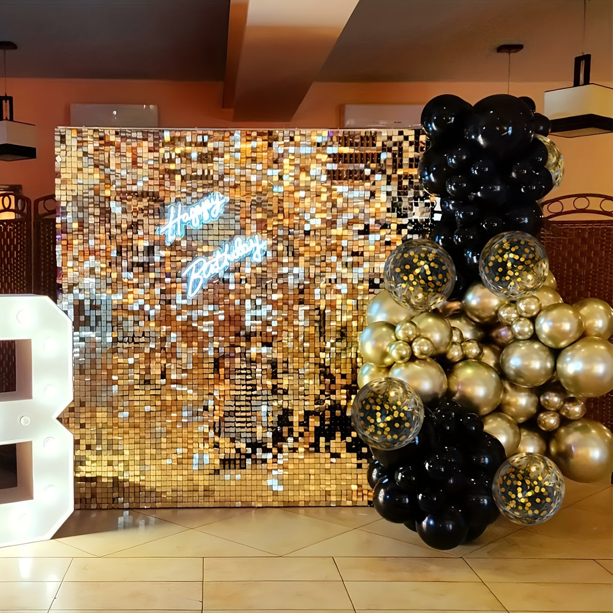140pcs Black and Gold Latex Balloon Garland Kit for Celebrations