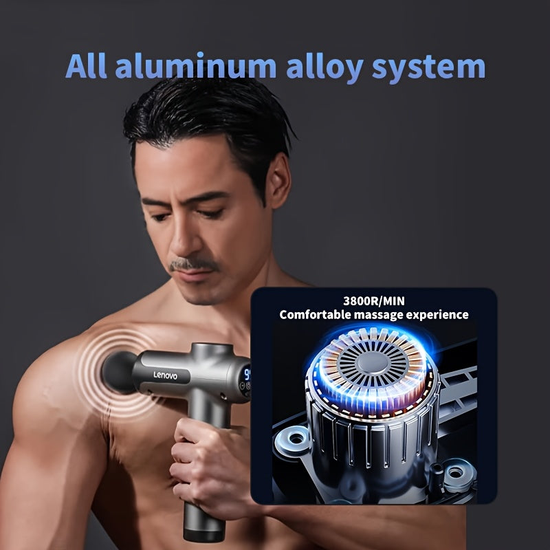 Quiet Percussion Massage Gun with 8 Heads USB Rechargeable for Back Legs and Buttocks