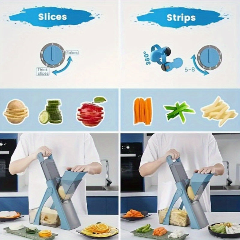 Multi-Function Manual Vegetable Fruit Slicer with Container for Chopping Grating