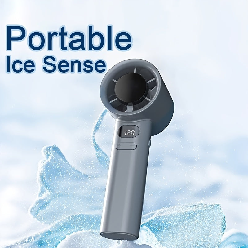 Mini Handheld Fan with LCD Display, USB Rechargeable, Portable, Quiet Operation