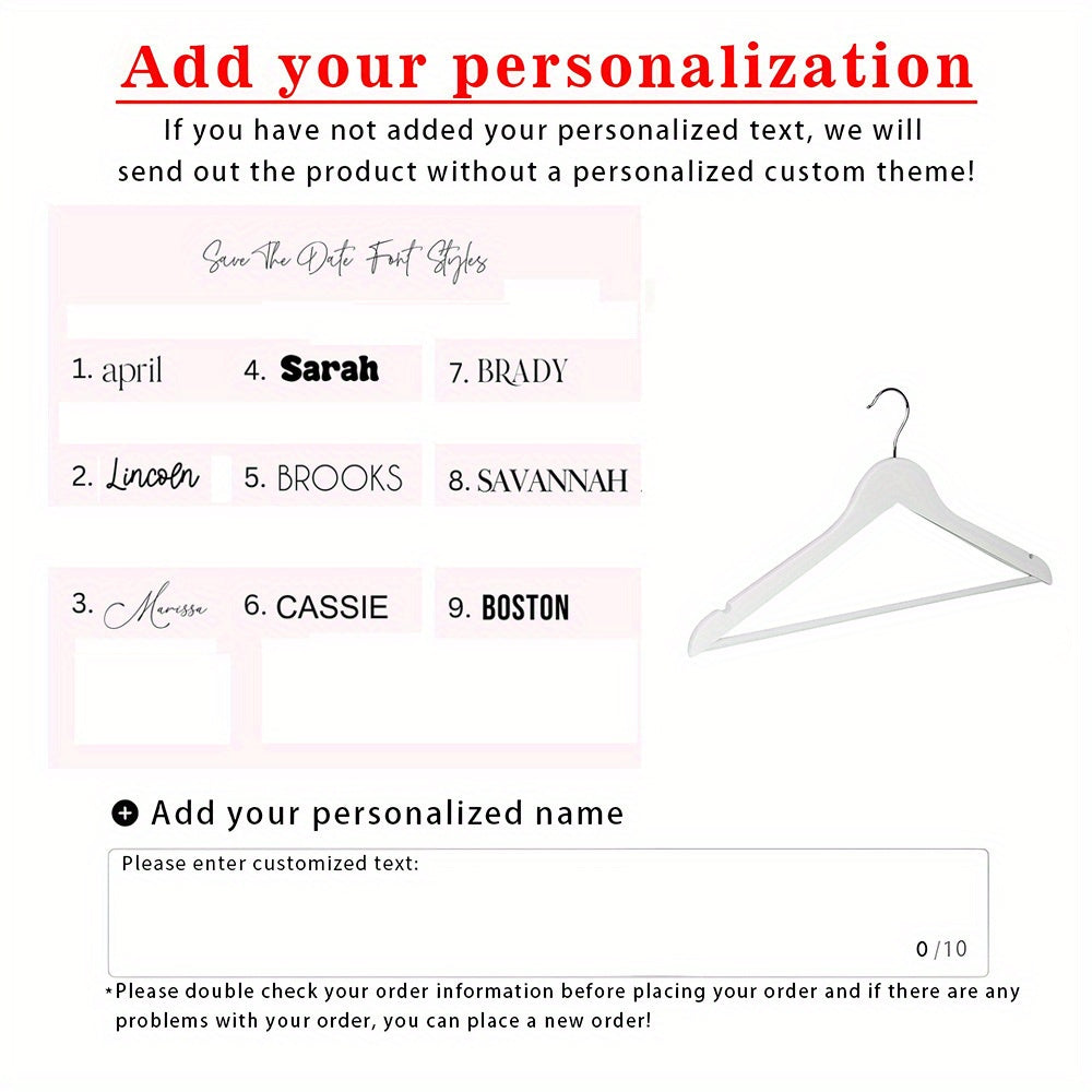 Personalized Wooden Hanger for Women Bridesmaid Dress White Wedding Accessory