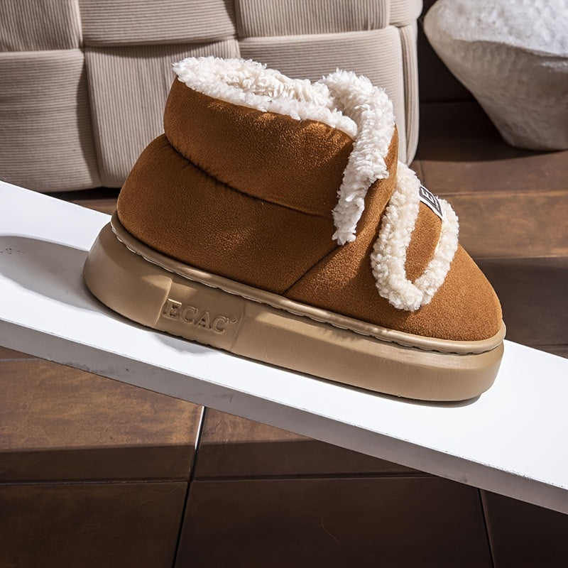 Women's Ankle Boots Minimalist High-Top Short Plush Lined Color Block