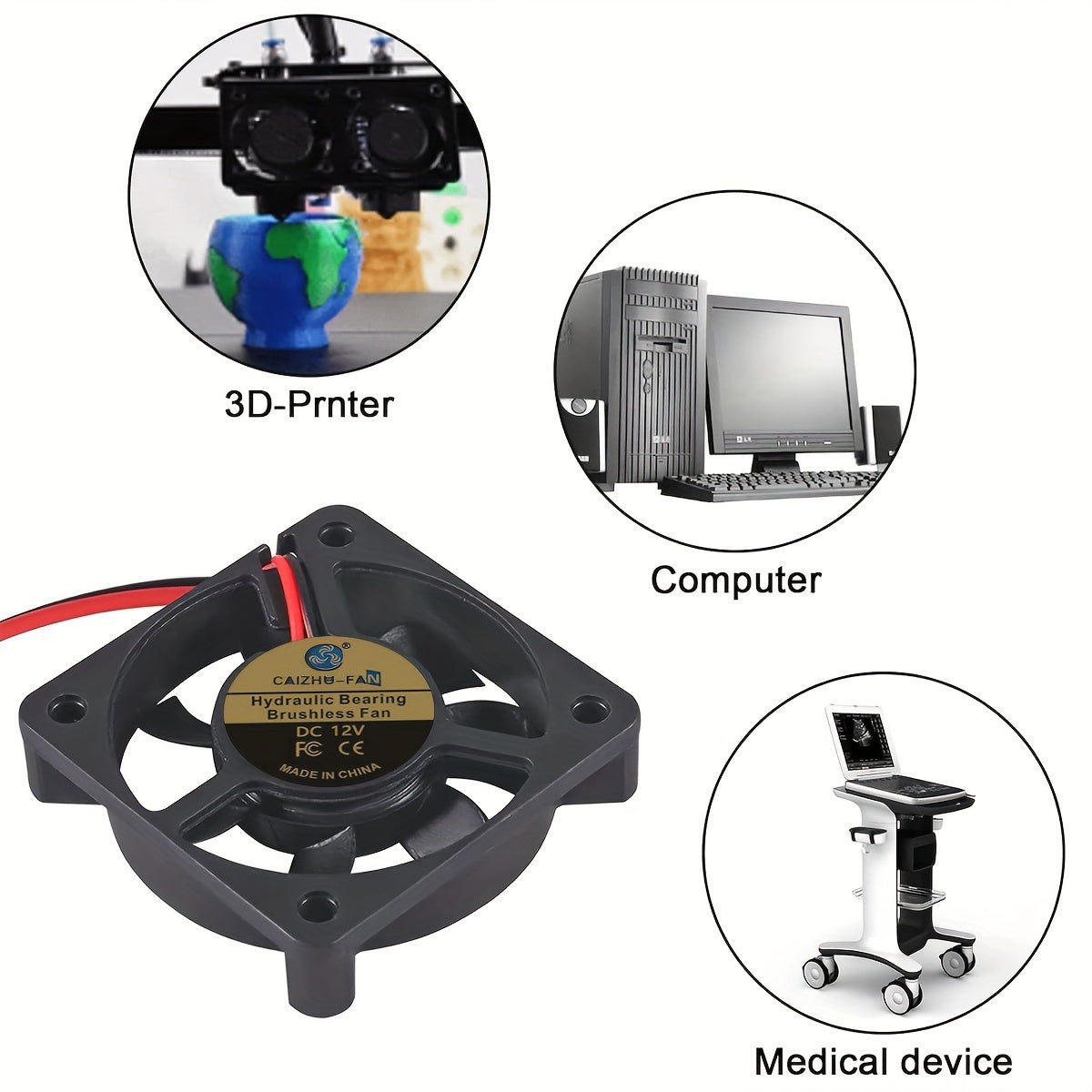 4pcs 40x40x10mm Brushless Cooling Fans 12V 24V for 3D Printers DVRs Small Appliances