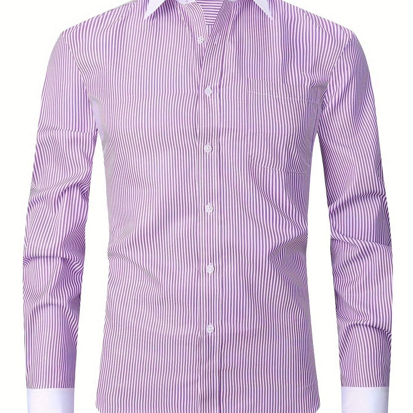 Men's French-Style Striped Dress Shirt Long Sleeve Cotton Polyester Formal Wear