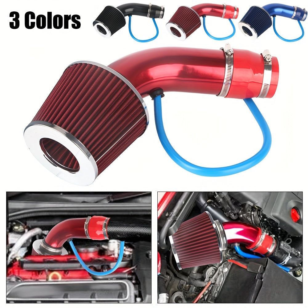 Sistema de admisión de aire frío de aluminio universal con filtro de aire 76mm 3 pulgadas