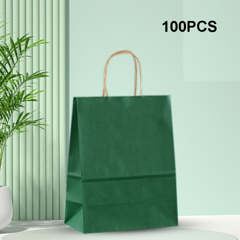 100 Pieces Kraft Paper Bags 15cm x 8cm x 21cm for Gift Packaging Shopping Takeout
