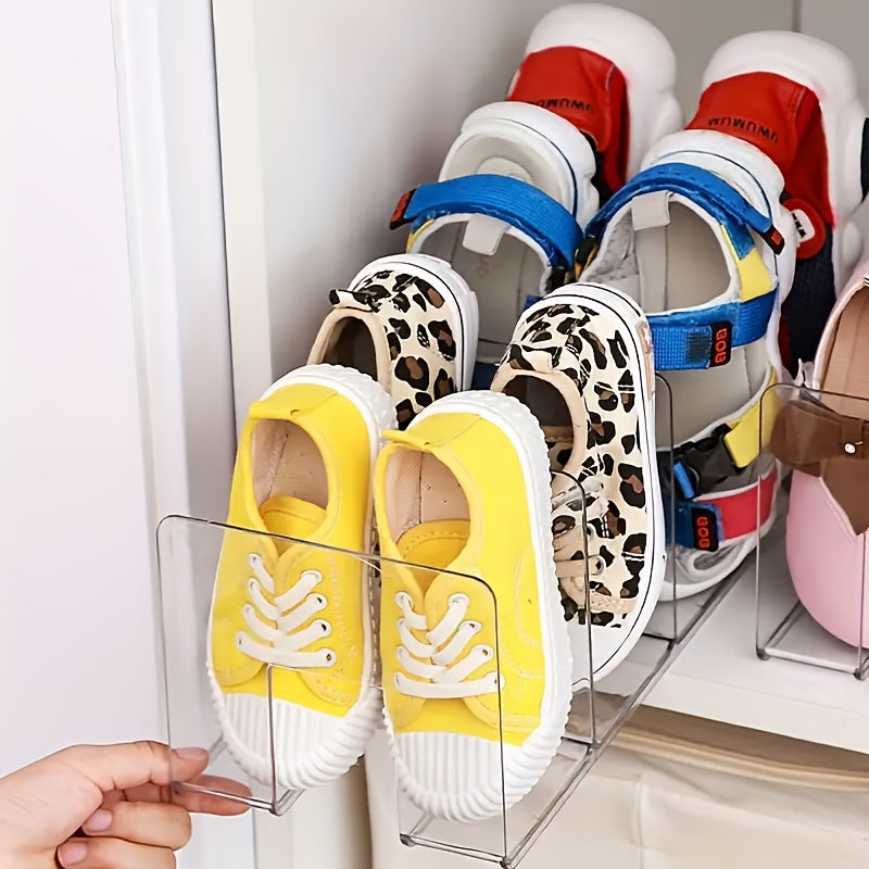 Children's Acrylic Shoe Rack with 4 Lattice Compartments for Kids Shoes