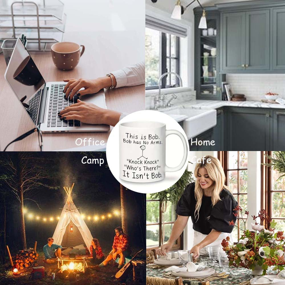 Humorous Ceramic Mug 1pc Bob Has No Arms Coffee Cup for Office Camping Dining