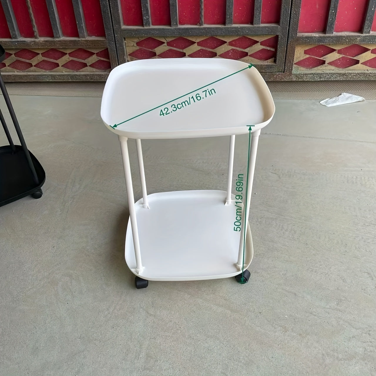 Mesa auxiliar móvil multifuncional de color marrón café, resistente de plástico para dormitorio, sala de estar y oficina