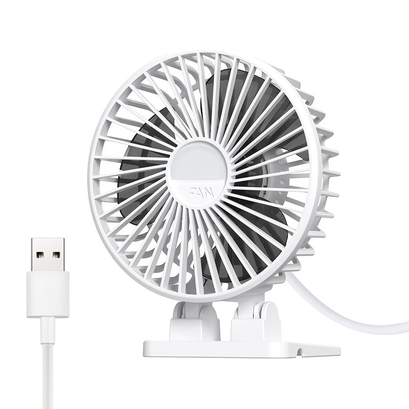 Whisper Quiet 4-Inch USB Desk Fan 3-Speed Portable USB Powered Plastic