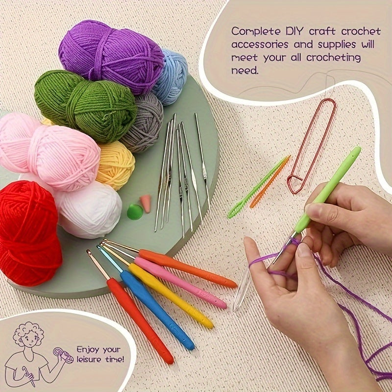 130pcs Knitting Crochet Hook Set with Bag for DIY Crafts All Seasons Multicolor