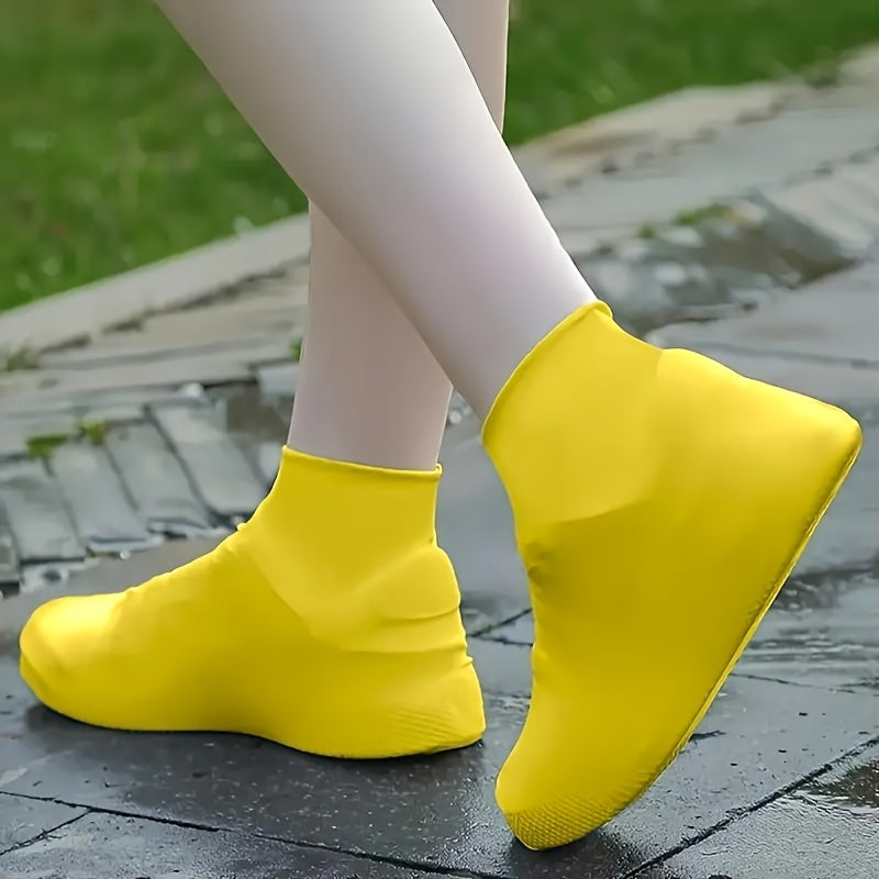Unisex Waterproof Shoe Covers Reusable Latex Non-Slip Rain Shoes Small White