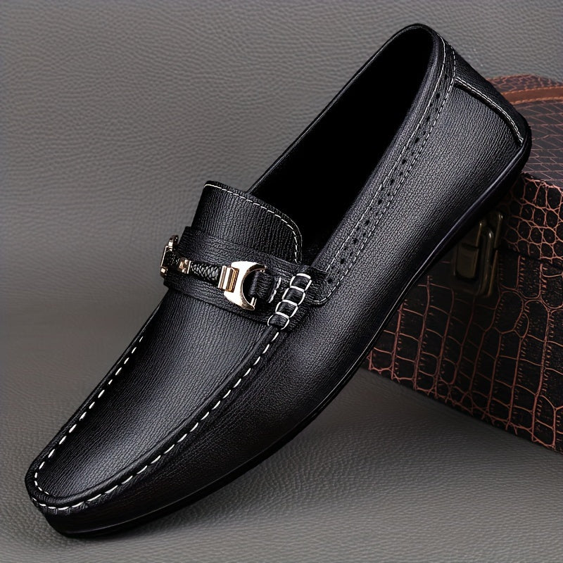 Men's Breathable Lightweight Driving Mocs with Split Cow Leather Upper for Casual and Office Wear