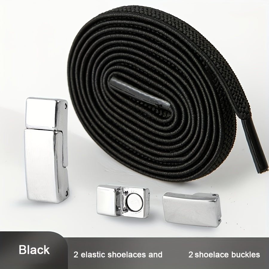 Unisex Metal Magnetic Shoelace Buckle Solid Color Elastic Lace Clip