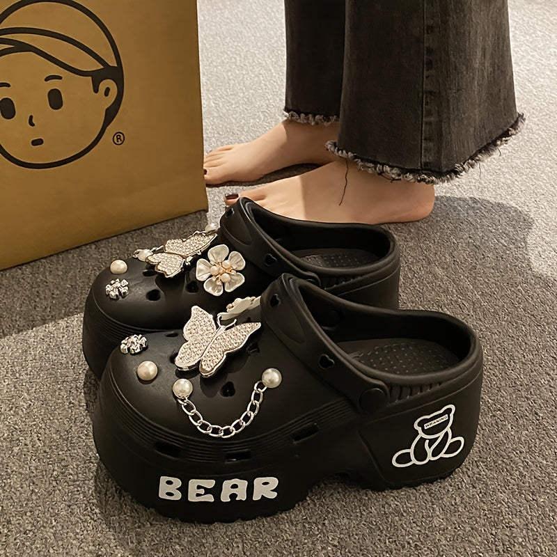 Women's Water Diamond Butterfly Summer Shoes With Thick Sole and Toe Cover