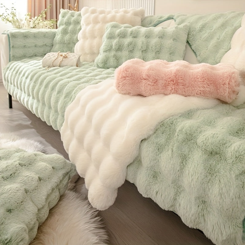 Winter Plush Sofa Cover Anti-Slip Dustproof Slipcover for Couch Living Room Bedroom