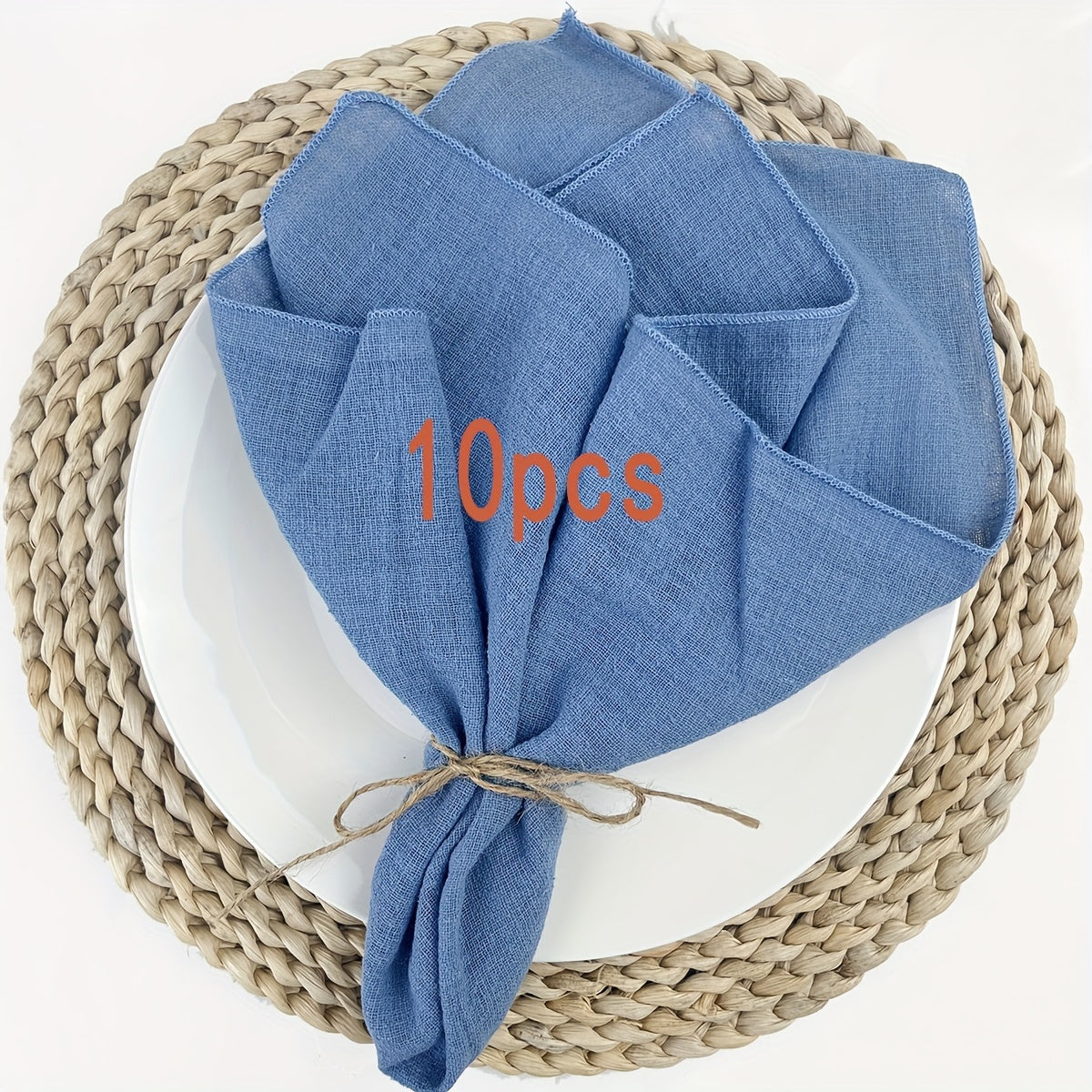 Set of 10 Solid Color Woven Rectangular Table Napkins 40x40cm for Weddings and Dining