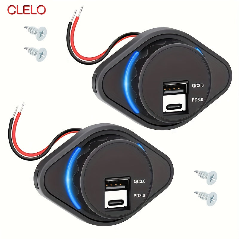 Car USB Power Socket Dual PD3.0 QC3.0 24W 12V 24V Type C Charger
