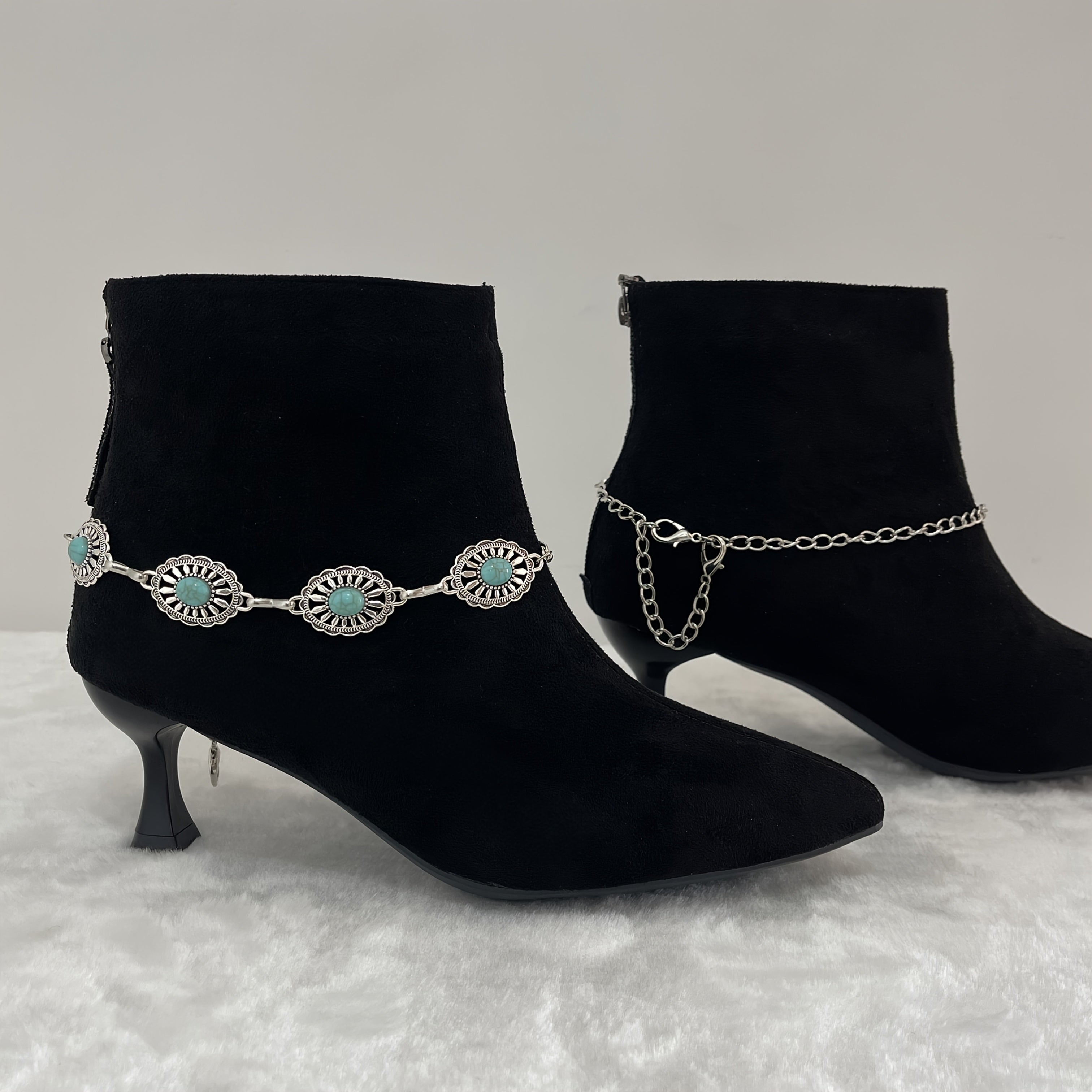 Women's Shoe Chains Bohemian Faux Turquoise Vintage Festive Gift 2 Pack