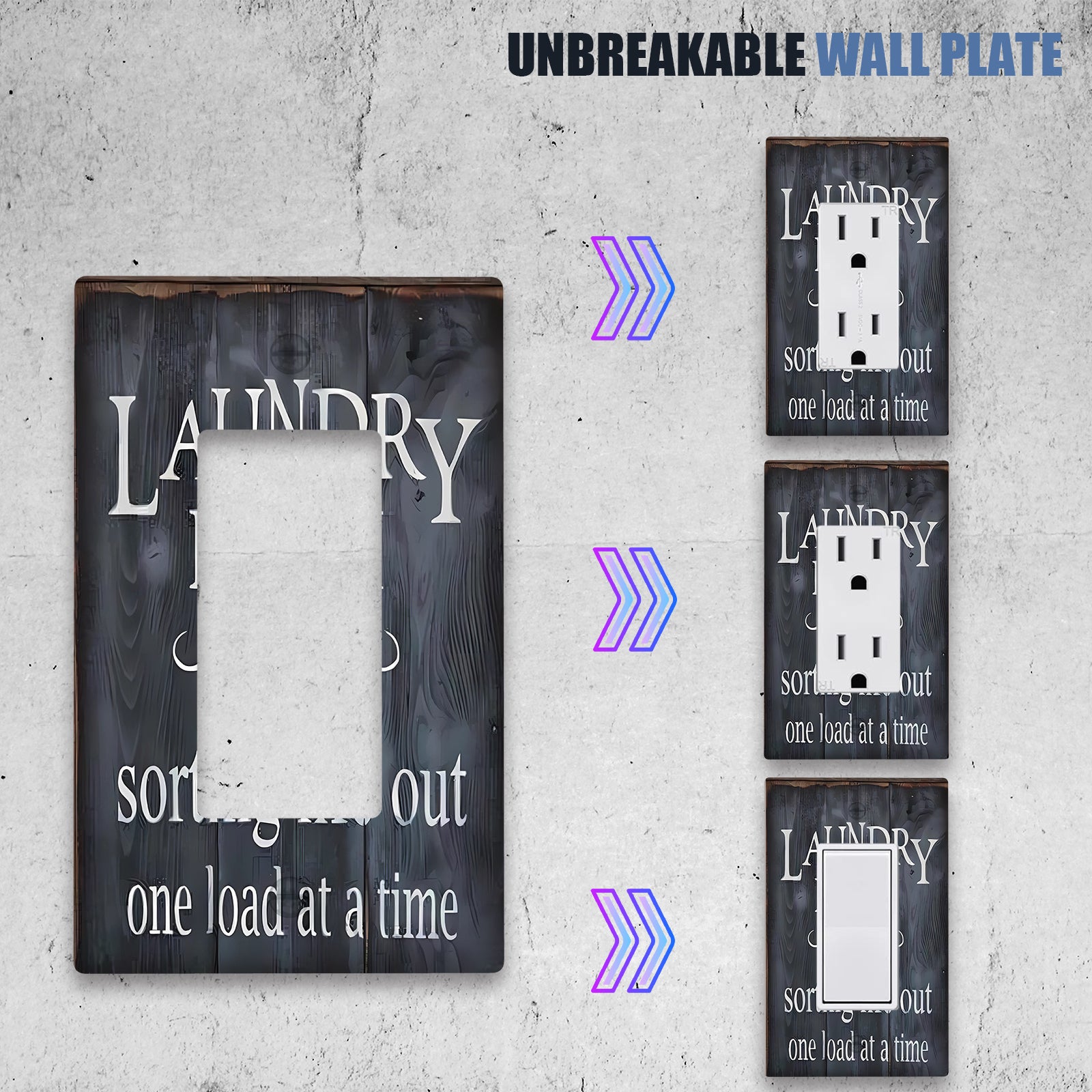 Laundry Theme Light Switch Cover Indoor Outdoor Bedroom Kitchen Bathroom Pack of 1
