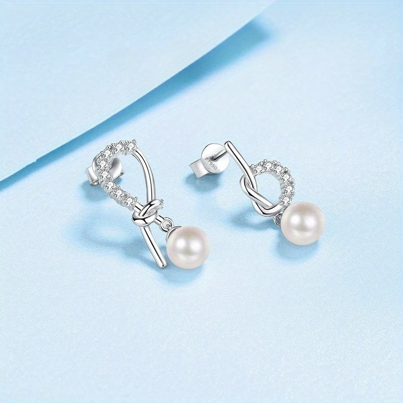 Women's Stud Earrings with Freshwater Pearl for Weddings and Parties 2.3G