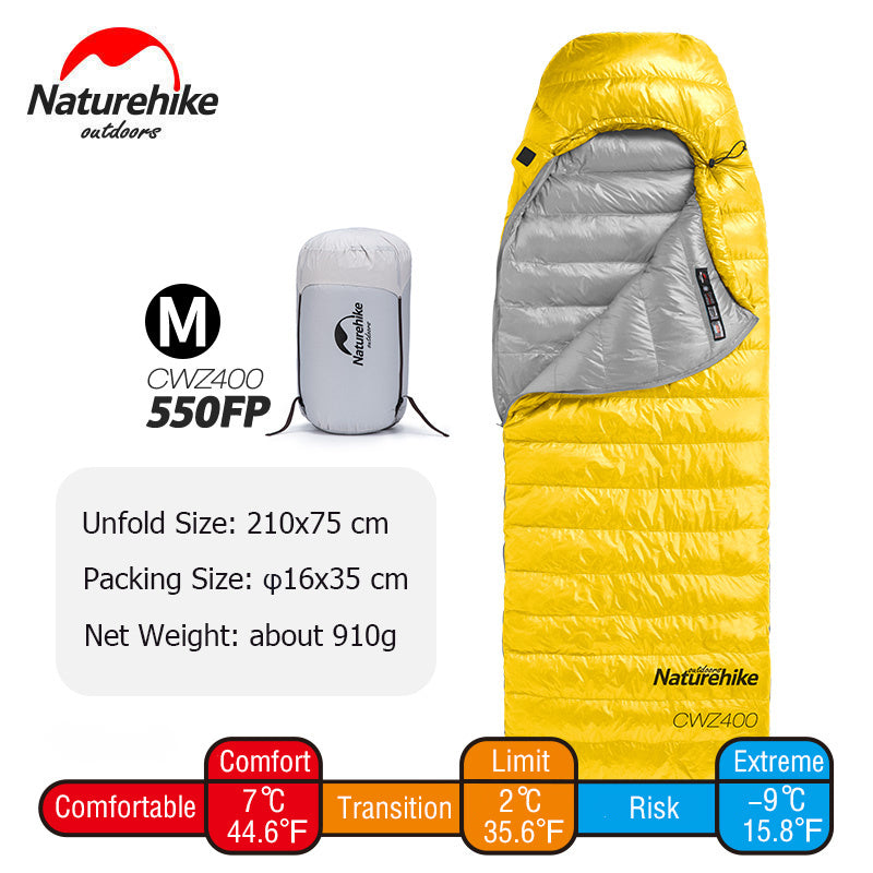 Naturehike Ultra-Light Goose Down Sleeping Bags qishki lagerda eng yuqori qulaylikni ta'minlaydi.