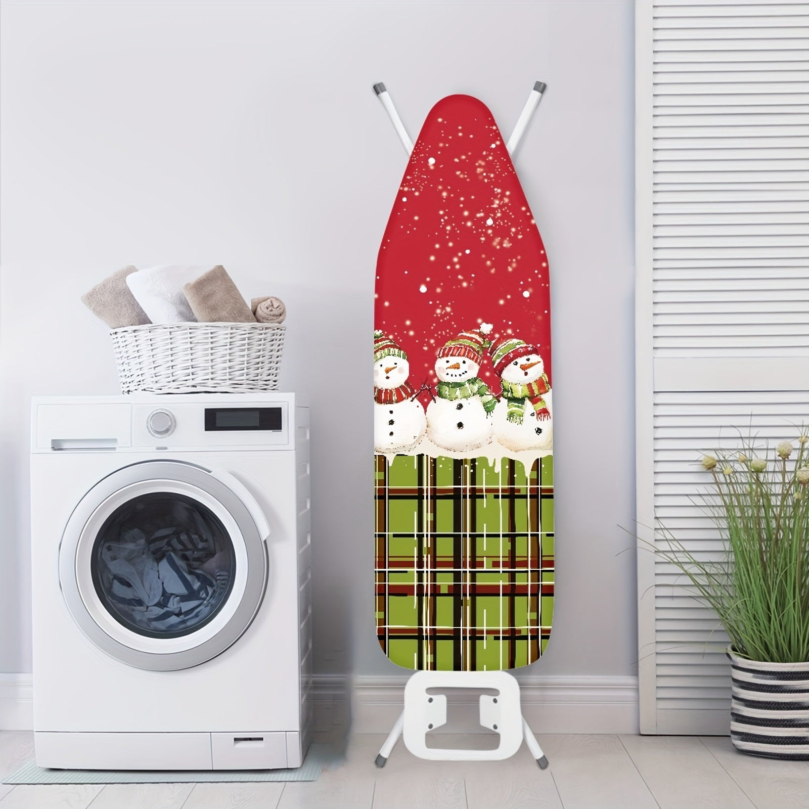 Snowman Print Christmas Ironing Board Cover Padded Replacement with Elastic Edges