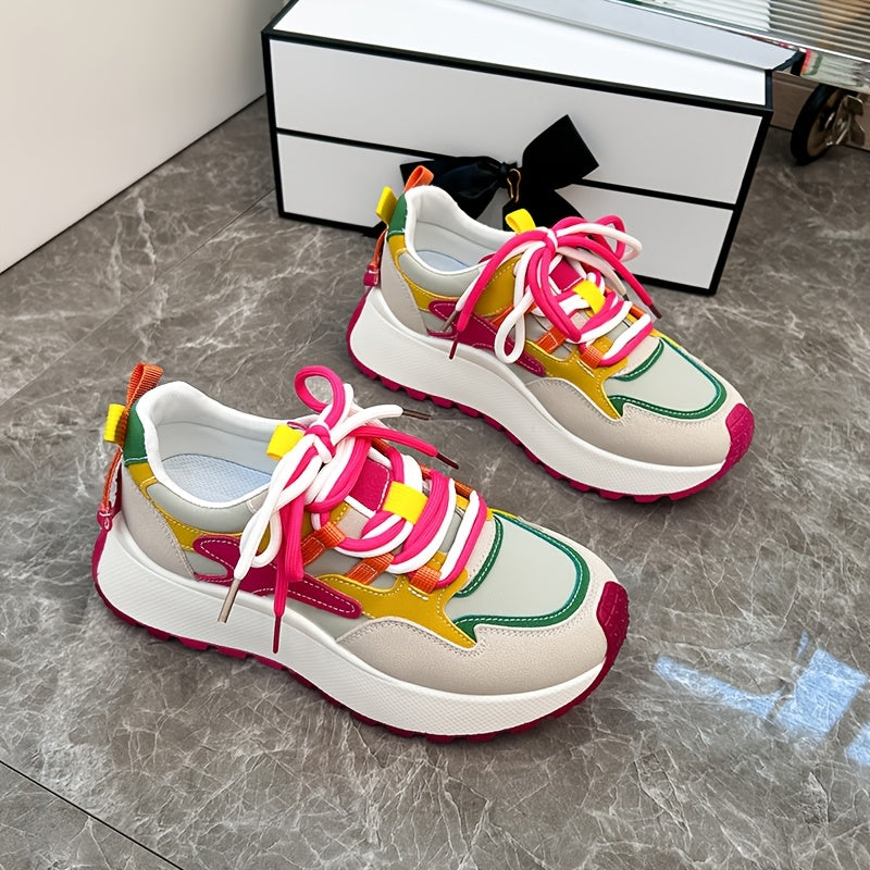 Ayollar uchun nafas oladigan tarmoq yozgi kundalik sport krossovkalar oq qalin kauchuk taglik