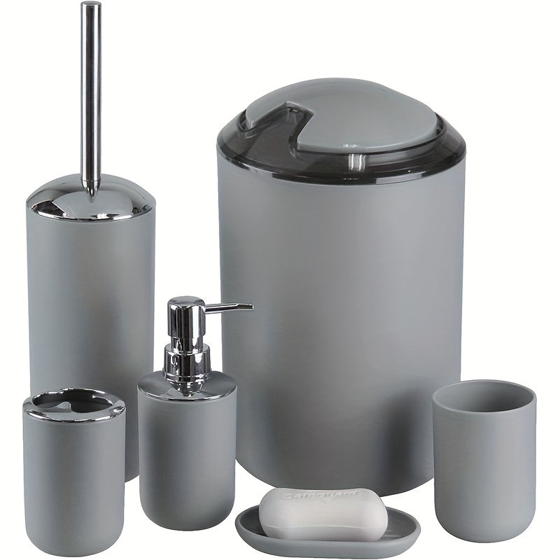 6-Piece Bathroom Accessories Set Grey for Countertop Decor and Gifts