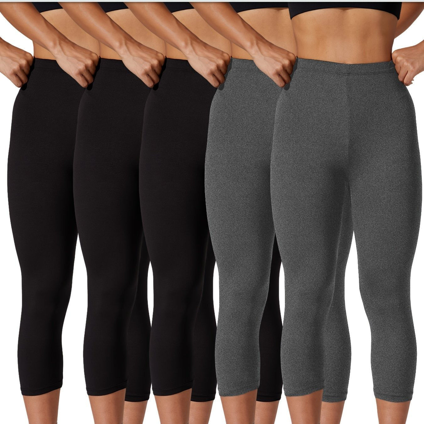 Women's Plus Size Soft Capri Leggings High Waist Yoga Workout Black Navy Blue