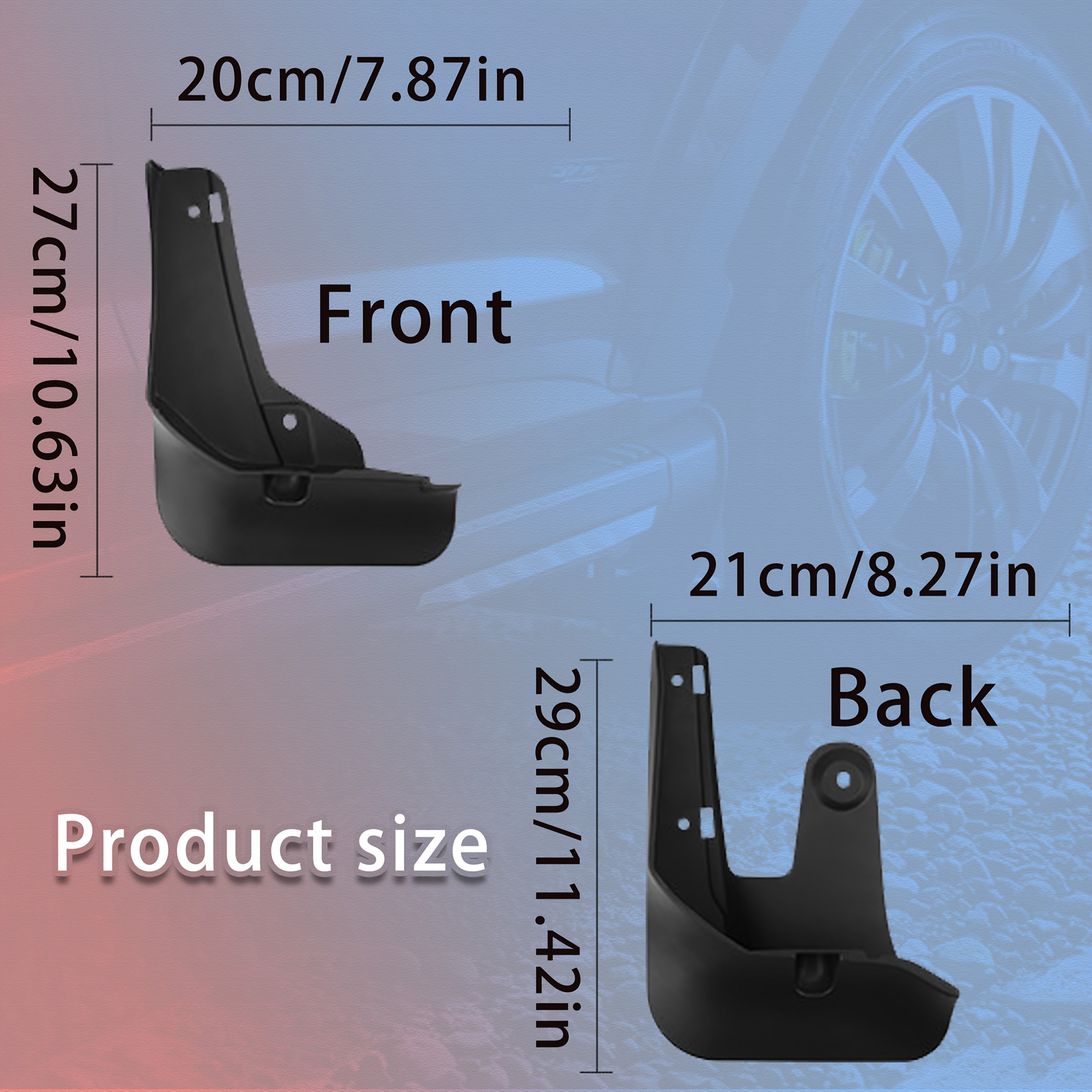 4pcs Black Plastic Mud Flaps for Car Wheel Fenders, Sand and Mud Protection