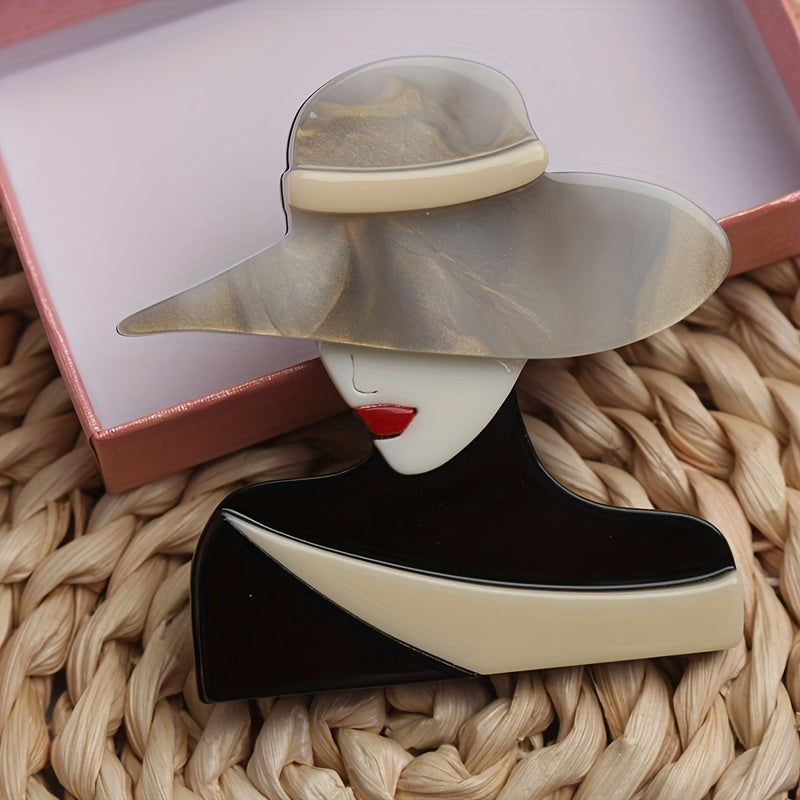 African Inspired Acrylic Brooches for Women Human Head Design Elegant Jewelry