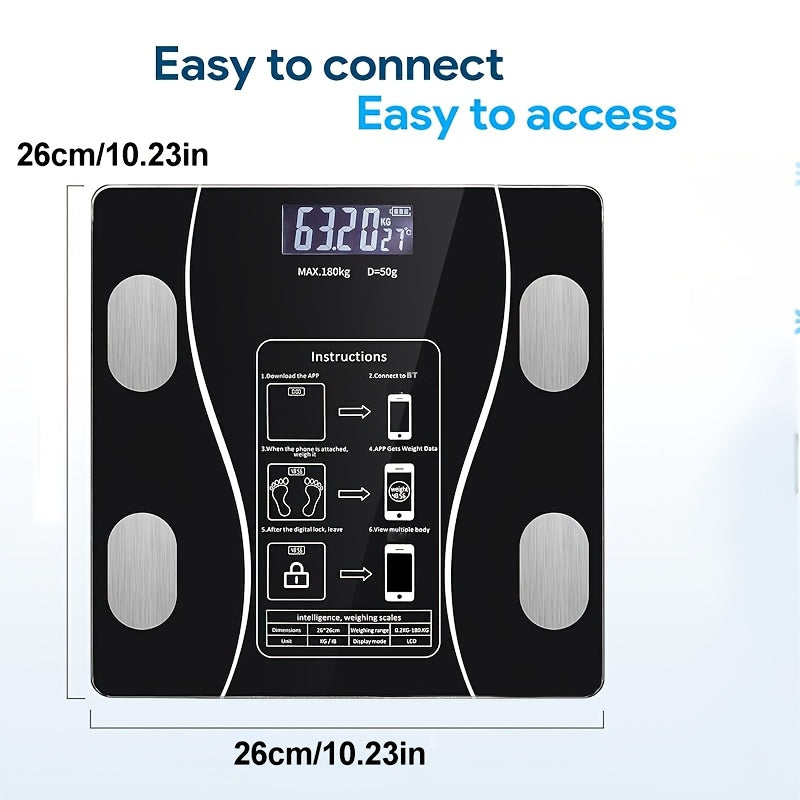 Цифровые напольные весы для тела белые и черные с ЖК-дисплеем, беспроводные, Bluetooth, для домашнего использования