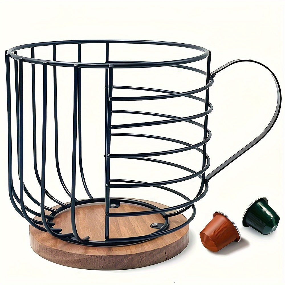 Katta Zamonaviy Qahva Savati, Yog'och Asosli: Qahva Podlari va Espresso Kapsulalari uchun Yuqori Sig'imni Saqlaydi, Oshxona, Bar va Restoranlar uchun Ideal - Mustahkam Temirdan Yasalgan