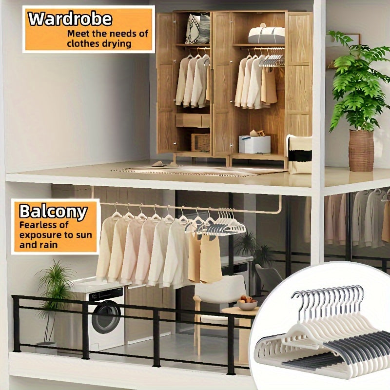 Plastic Hanger with Non-Slip Pad and Curved Shoulder for Closet Storage