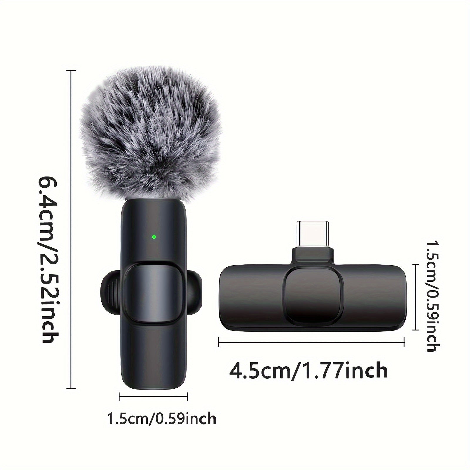 Wireless Lavalier Microphone Omnidirectional USB-C 1-Touch Recording for Streaming