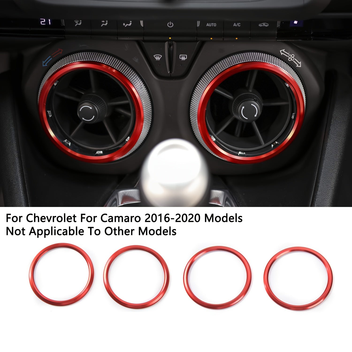 4pcs Aluminum Air Conditioner Knob Outlet Trim for Camaro 2016-2020