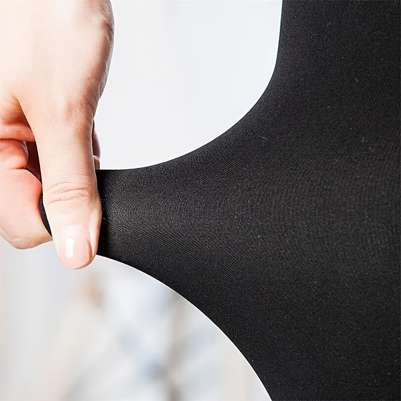 Women's High Waist Velvet Leggings Solid Color Elastic Knit Warm Winter