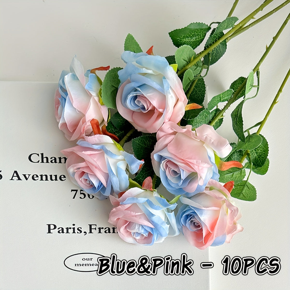 10 Faux Roses Artificial Flowers for Wedding Decor and Home Centerpieces 51cm