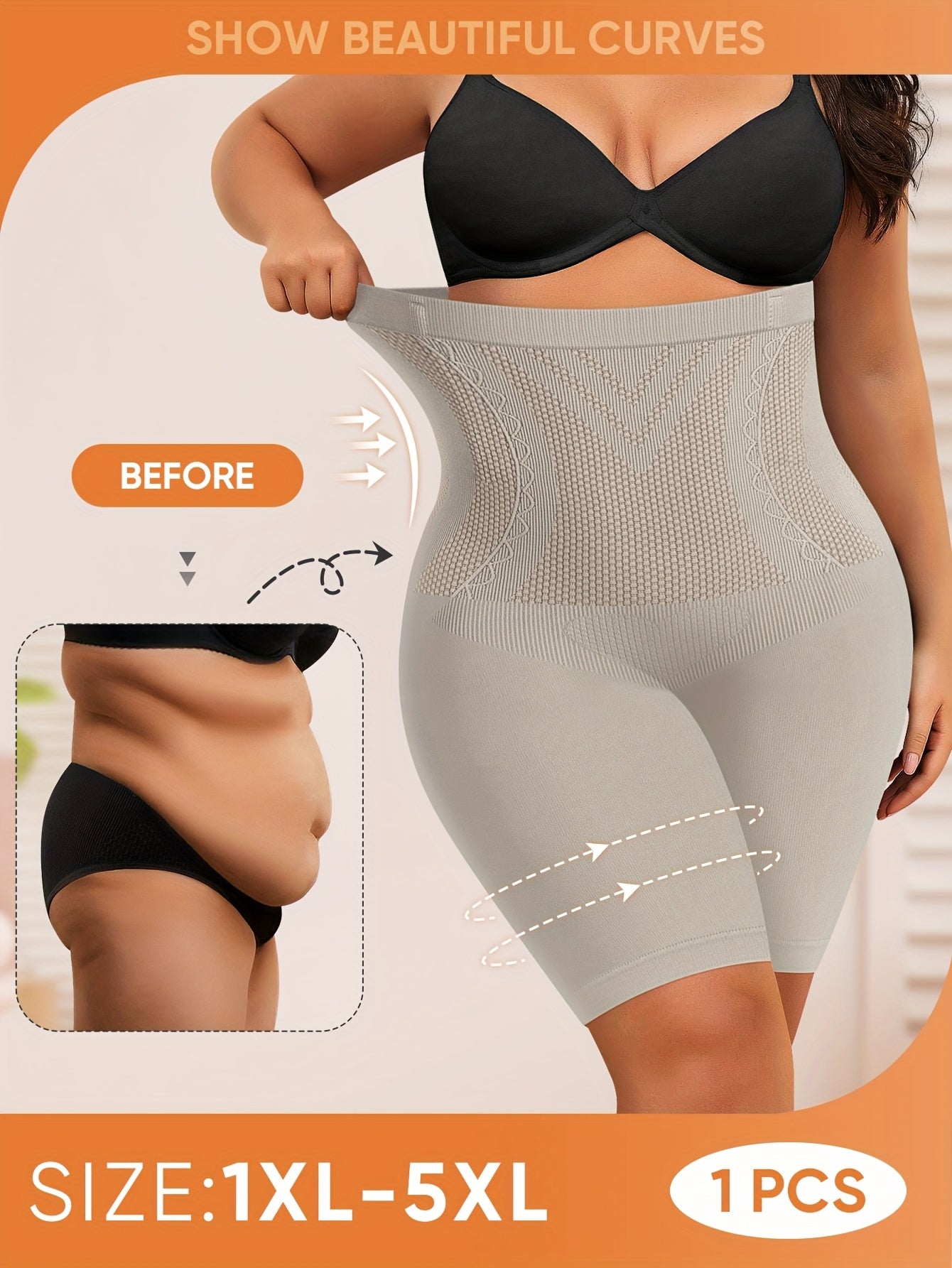 High-Waisted Seamless Shapewear Shorts for Women Tummy Control Butt Lifter Solid Nylon