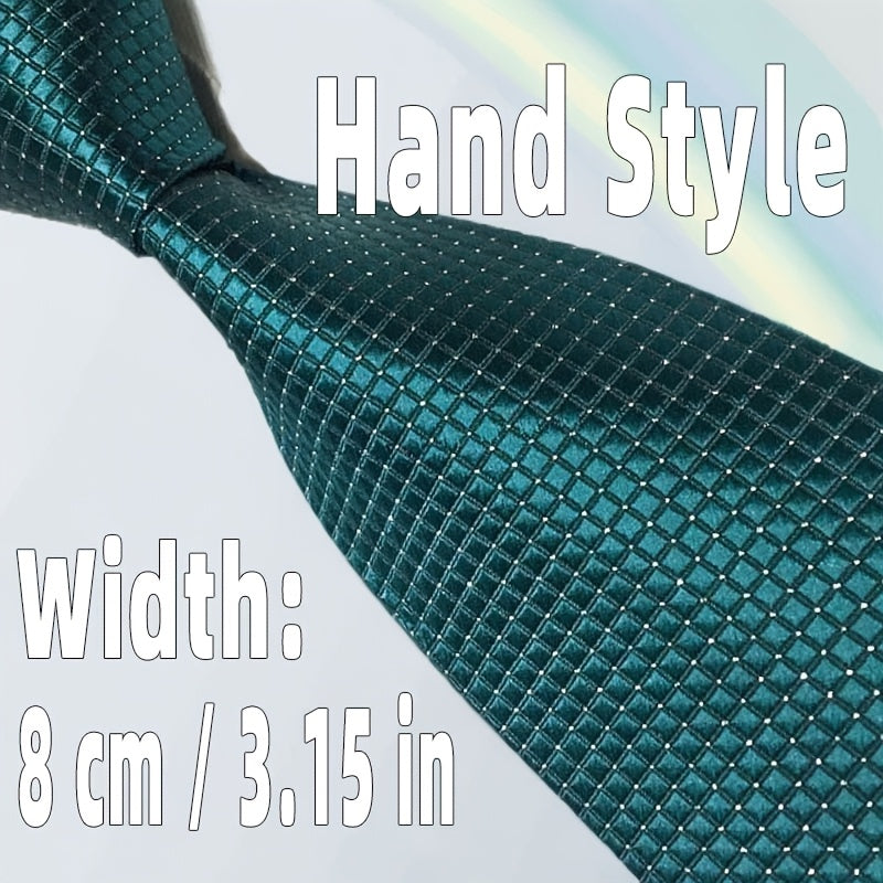 Men's Green Red Black Plaid Tie Formal Business 8cm Wide