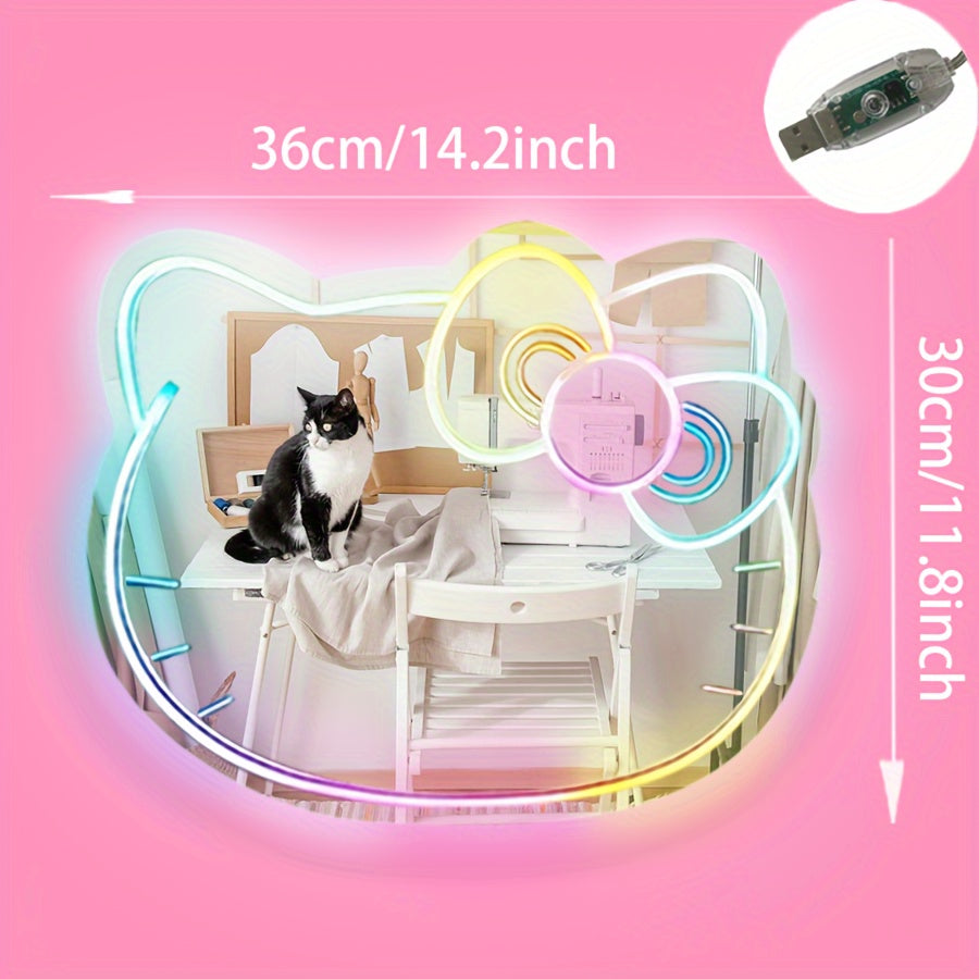Hello Kitty Acrylic Neon Sign Wall Decor Multi-Color LED Remote USB Powered for Bedroom Living Room