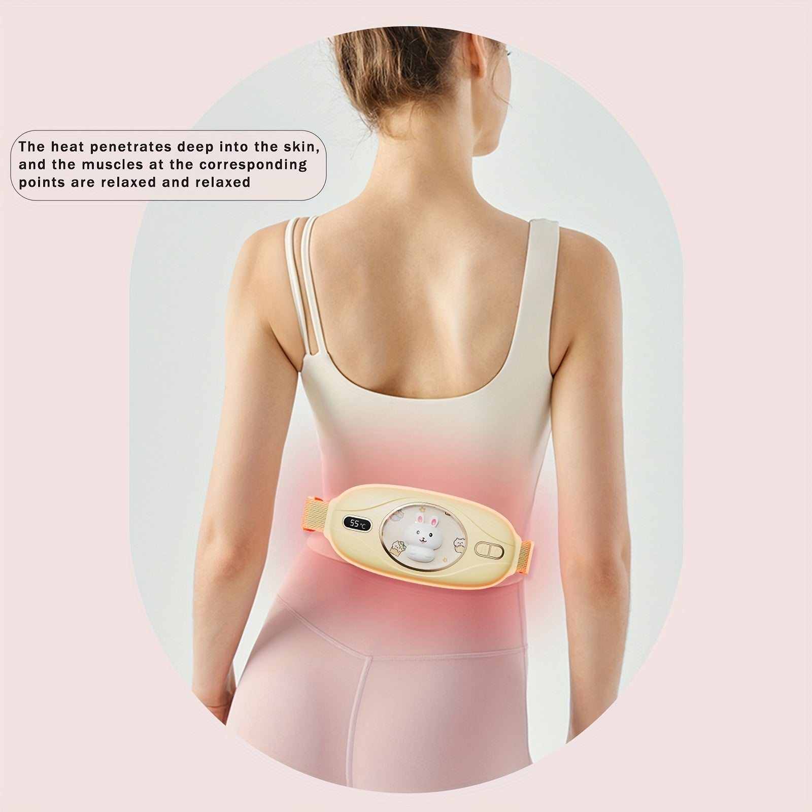 Vibrating Heating Massage Belt for Waist with Five Speeds USB Rechargeable Abdominal Massager